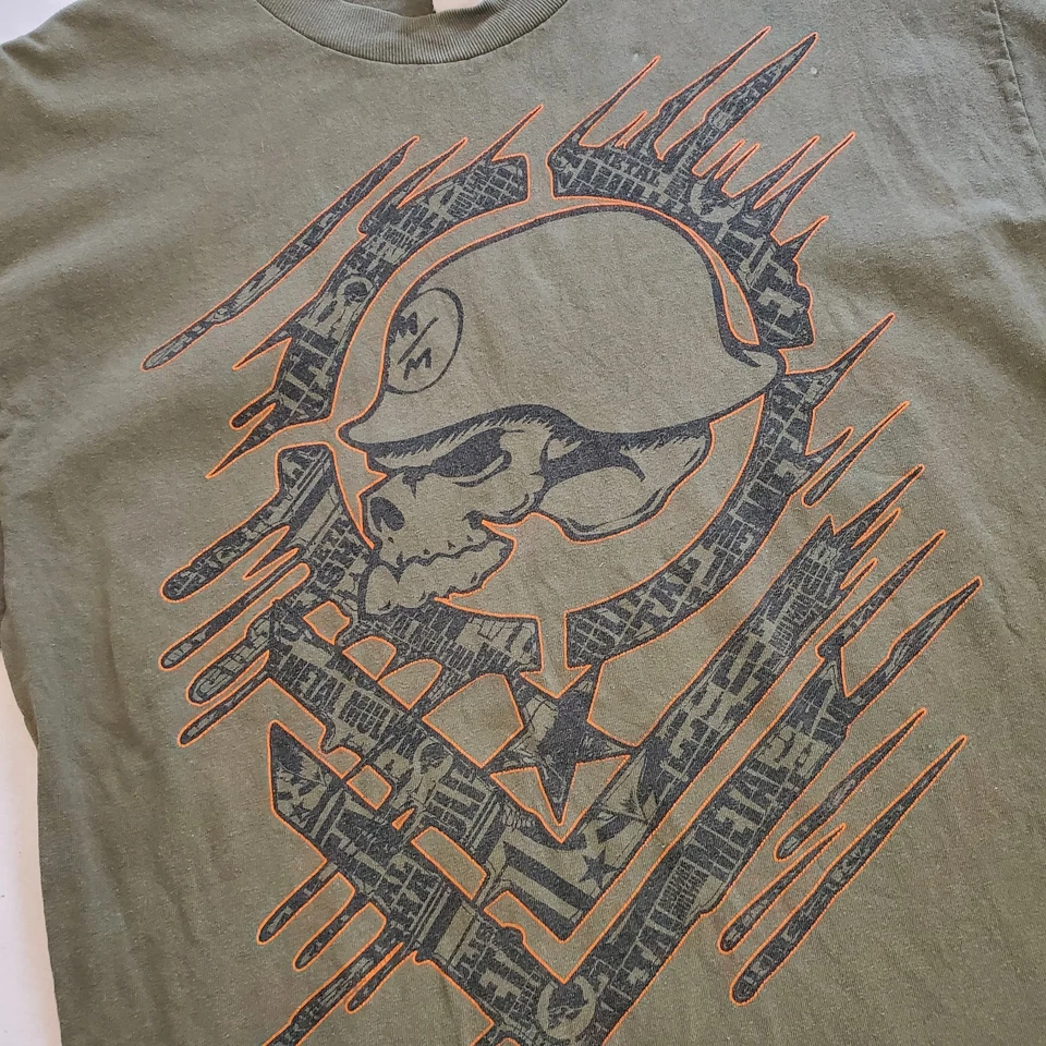 Camiseta masculina Metal Mulisha tamanho médio caveira anos 90 Y2K Soldier MMA Fighter Street - Imagem 2 de 4