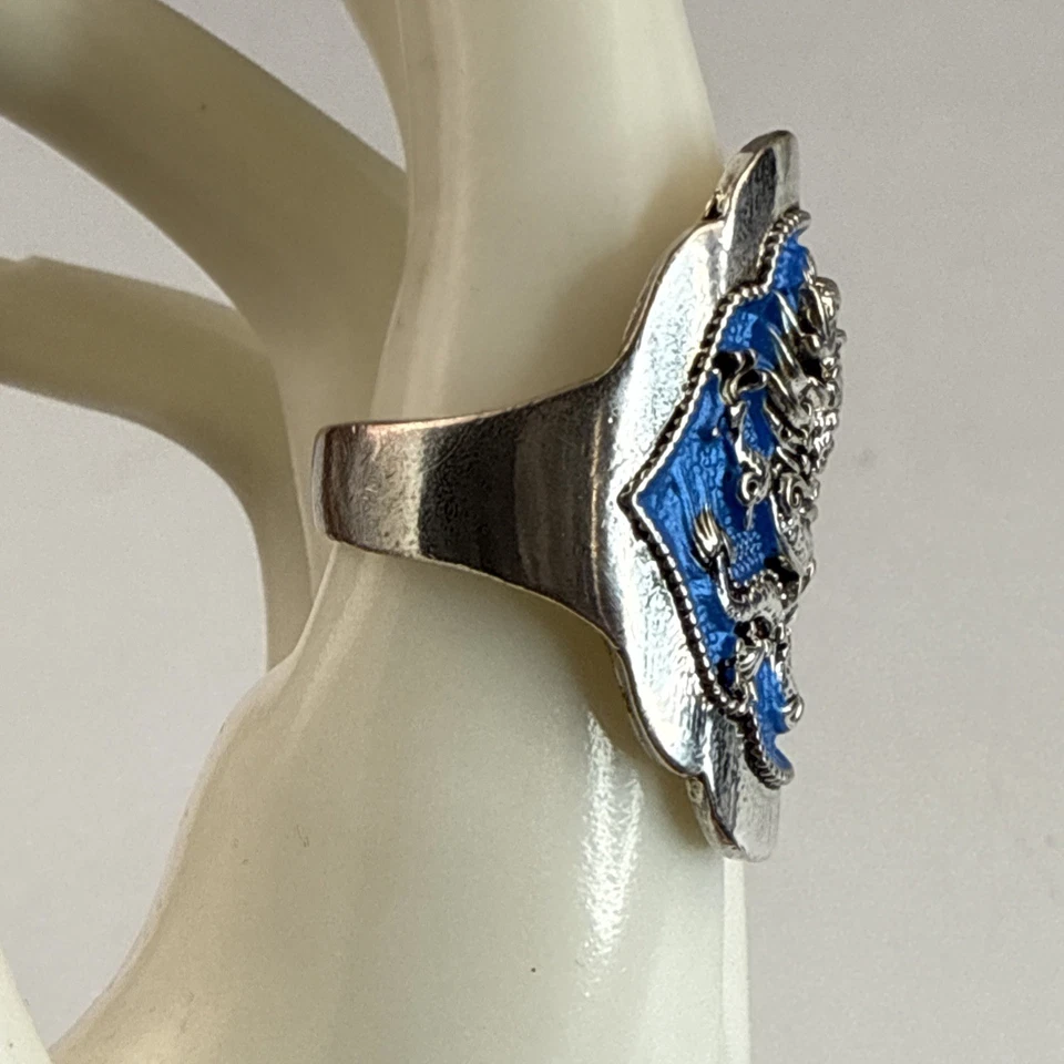 Classic Dragon Chunky Statement Ring 1.5” Silver PLATED Size 11.5 - Image 3 of 4