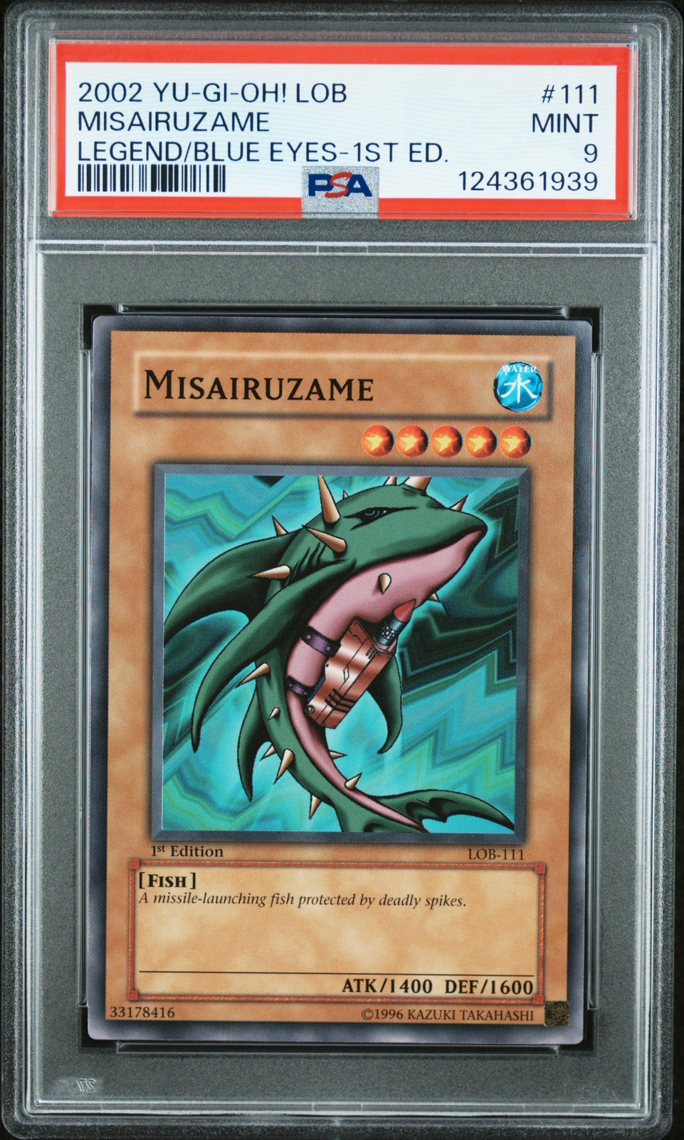 2002 YU-GI-OH! LOB-LEGEND OF BLUE EYES WHITE DRAGON 1ST ED MISAIRUZAME PSA 9
