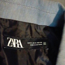 ZARA Women's Gray One-Button Notch Lapel Single-Breasted Blazer Jacket M