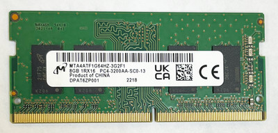 Micron 8GB 1RX16 3200Mhz PC4 MTA4ATF1G64HZ SO-DIMM Memory