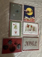 PAPYRUS Lot Of 6 Christmas Holiday Cards  Sparkle Embellished Stones Pretty