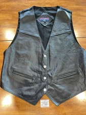 American Made  Leather Vest-Great Seal Of The State Of Oklahoma Buttons