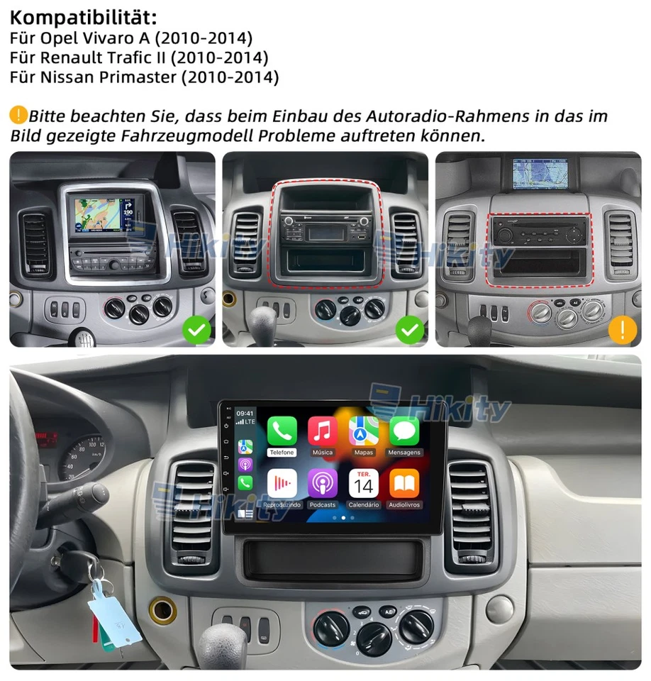10" 4+64G 8Core CarPlay Android 15 Autoradio Für Opel Vivaro A Renault Trafic II - Bild 2 von 4