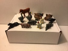 Vintage Miniature Cast Lead Lead Farm Animal Lot: Chickens, Geese, Pigs & Cow