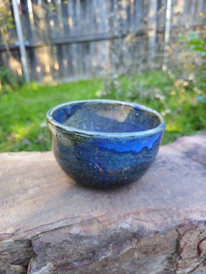 Tazón de té Chawan estilo japonés fuego azul con patas hecho a mano cerámica cerámica ARTE  Foto 2 de 4