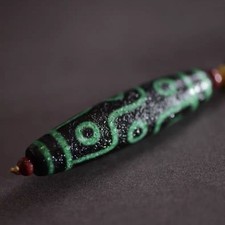 58mm Tibetan Nine Eye Dzi Bead Pendant Old Agate Necklace Single Bead Amulet 1pc