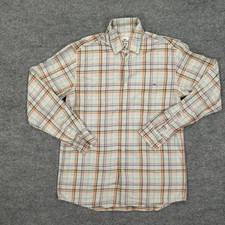 Lacoste Shirt Mens 39 Small White Plaid Button Down Long Sleeve Cotton Logo