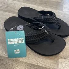 NEW Womens REEF Spring Woven Sandals Black Size 7 Flip Flops