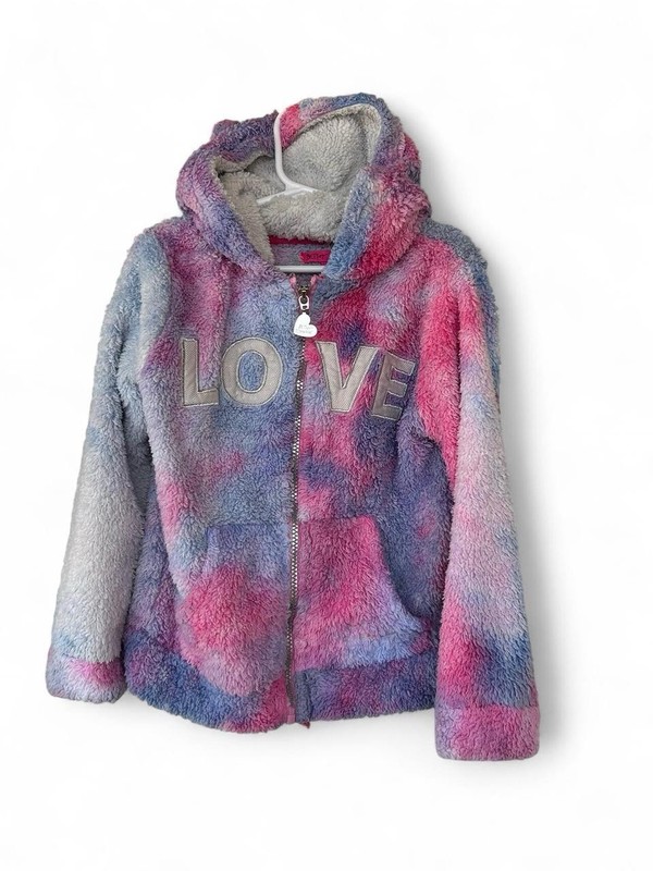 Betsey Johnson Pink and Purple Fuzzy Kids Jacket