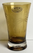 Home Essentials Amber Palm Tree Hiball | 6” Etched Glass Tumbler w/Tags