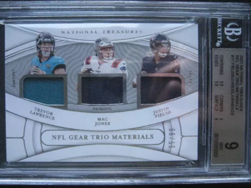 2021 National Treasures Trevor Lawrence / Justin Fields / Mac Jones Rc /99 BGS 9