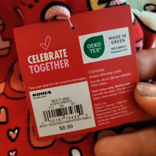 Neu mit Etikett Disney Mickey Mouse 2er Set Valentinstag Handtücher - Bild 4 von 4