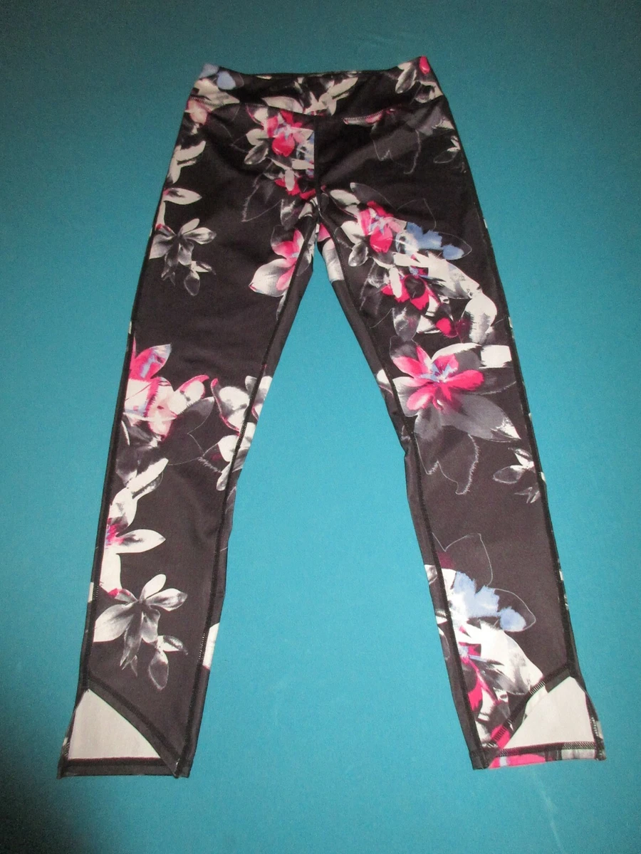 ZELLA Girls Black Pink Floral Leggings Size Extra Large XL 14/16