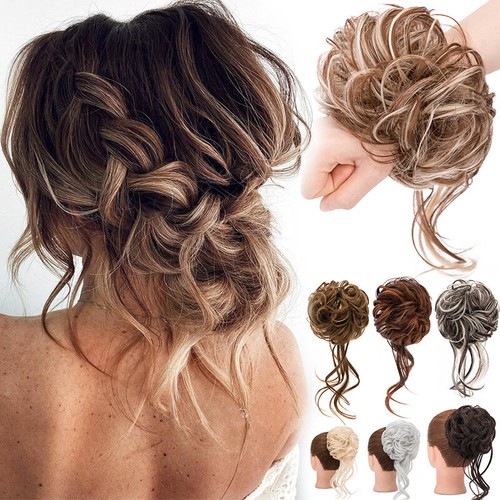 Wie Echthaar Haarteil Dutt Haargummi Haarverlängerung Haarknoten Hair Bun Lockig - Bild 2 von 37