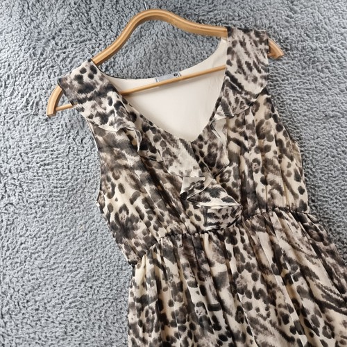 JEANSWEST Womens Dress Size 10 Beige Brown Sleeveless A-line V-Neck - Picture 2 of 13