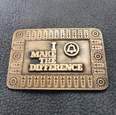 VTG Southwestern Bell I Make The Difference Brass Belt Buckle HIT LINE U.S.A. 