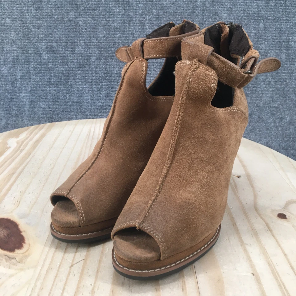 Ariat Botas Mujer 6 Cuñas Botines Cuero Marrón Punta abierta Informales Cremallera Trasera Foto 4 de 4