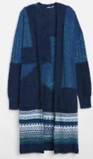 Gap Long Cardigan Sweater Women's Small Blue Knit Open Front Cotton Blend
