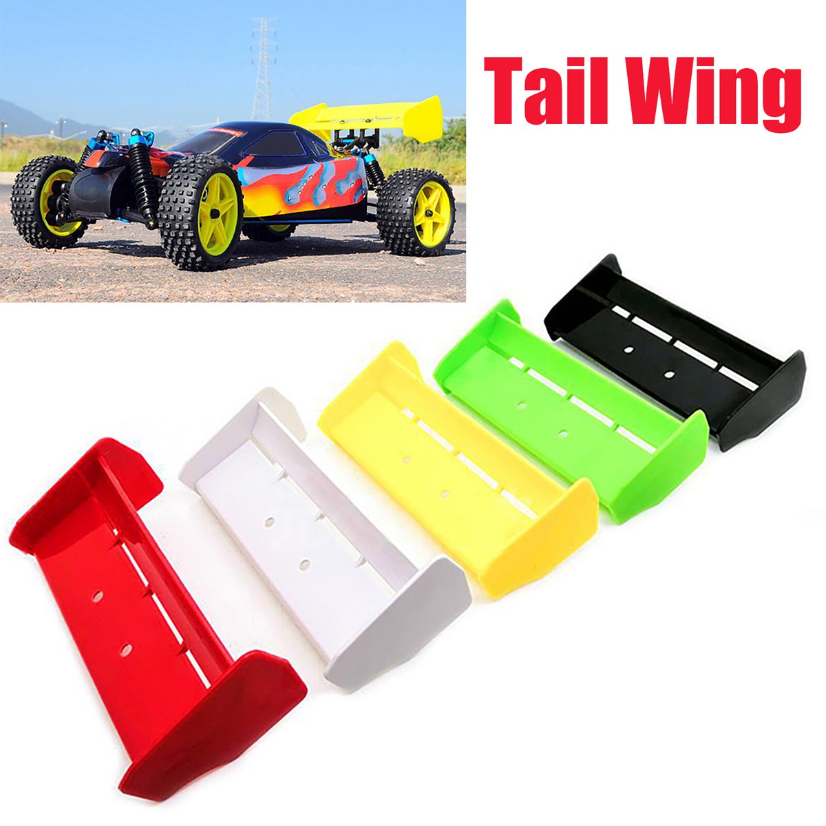 RC Car 1:8 Scale Rear Spoiler Tail Wing - Plastic Accessory For Off-Road Buggy & Truck Models - View #5