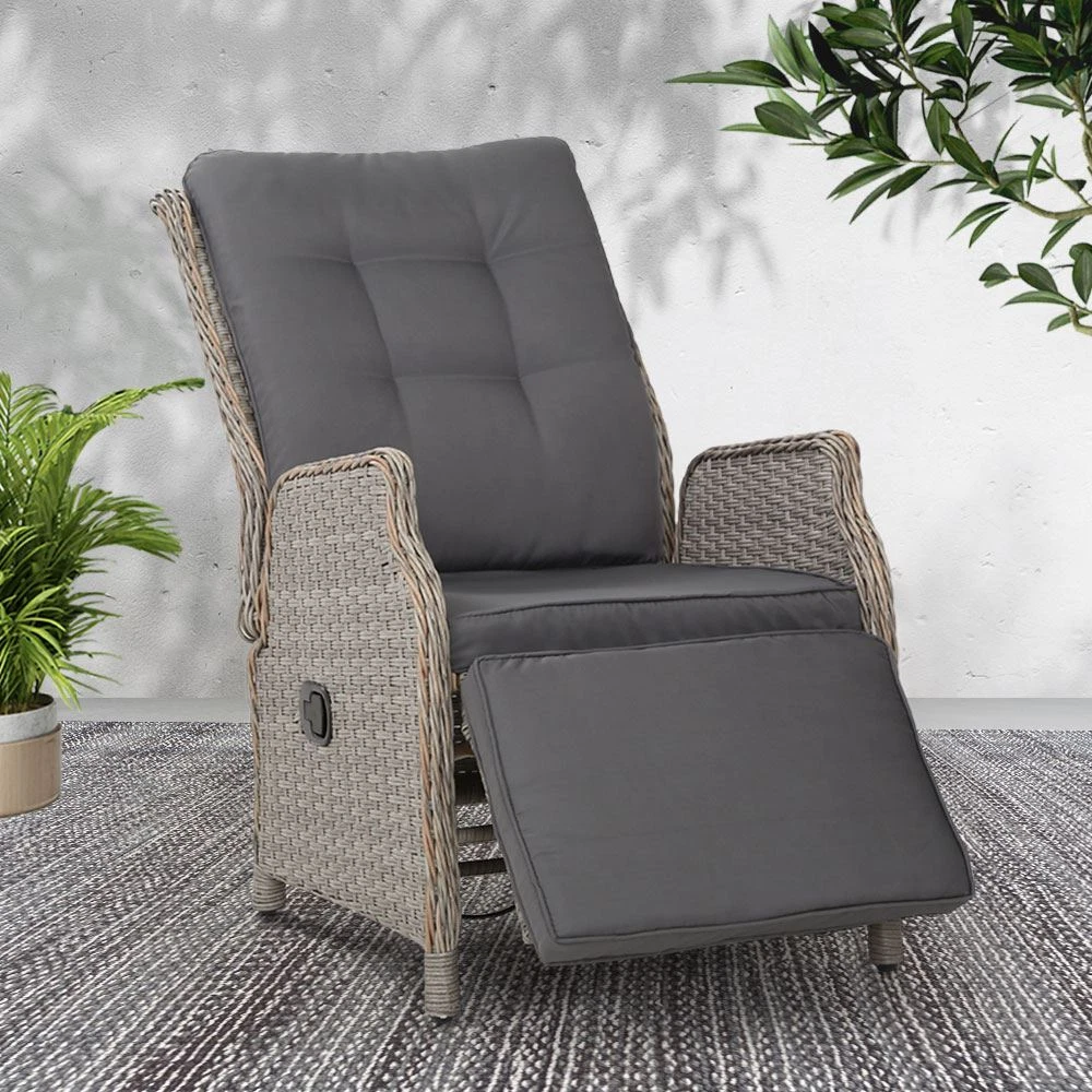 Wicker Sofa Patio Recliner Chair Garden Furniture Removable Seat