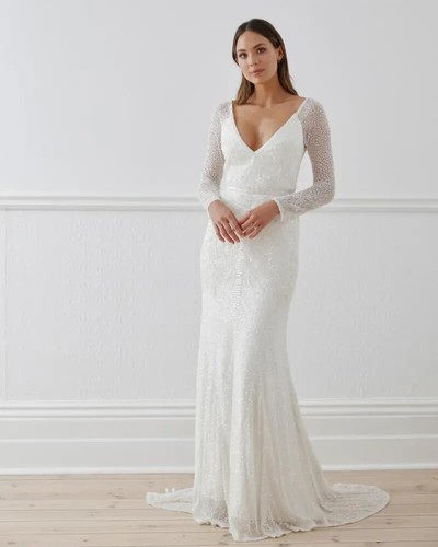 Karen Willis Homes Ivory Beaded Wedding Dress | Size 10 UK - Picture 6 of 15