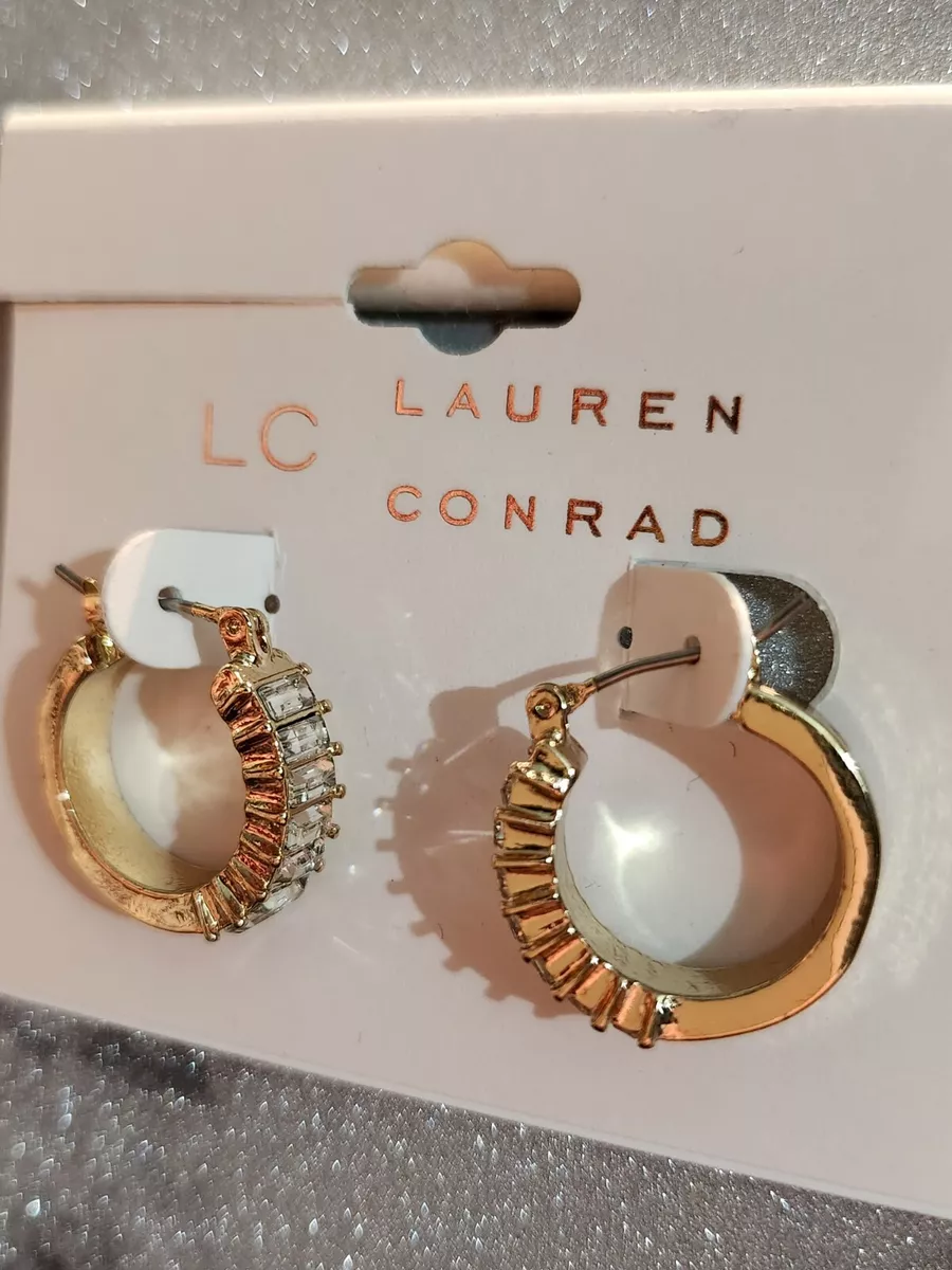 Lauren Conrad Gold Tone Baguette Stone Hoop Earrings new eBay