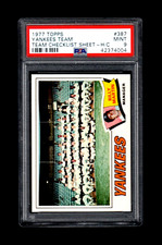 1977 Topps #387 YANKEES TEAM Checklist-Hand Cut WHITE BACK PSA 9 MINT RARE CARD!