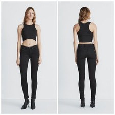 NWT Rag & Bone $195 High Rise Skinny Jeans In Washed Black Size: 25