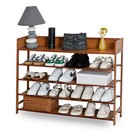 Shoe Rack Organizer, Bamboo Shoe Storage for Entryway,Brown 5 tier-39.4 in