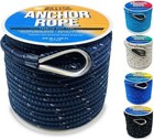 Premium Boat Anchor Rope 100 Ft Double Braided Boat Anchor Line Blue Nylon Ma...