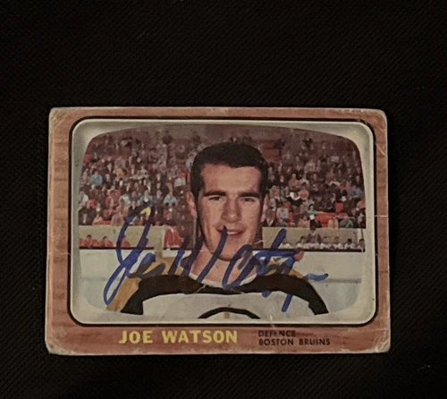 JOE WATSON 1966-67 TOPPS ROOKIE SIGNED AUTOGRAPHED CARD #33 BOSTON BRUINS