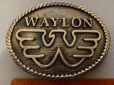 Waylon Jennings Flying W BRASS Oval Belt Buckle Solid Metal Very Good Quality