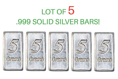#ad #ad 5 PURE SOLID .999 SILVER BARS 1 GRAM GM BULLION PRECIOUS METALS REAL SCRAP OUNCE $19.97