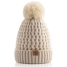 Kids Winter Beanie Hat Children s Warm Knitted Fleece Lined Woollen Ski Pompo...