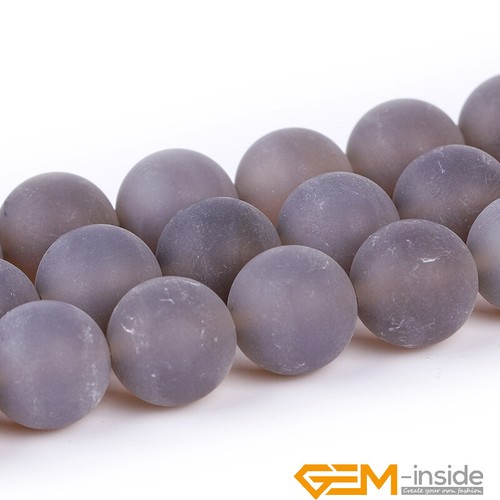 Natural Gray Agate Gemstone Frosted Matte Round Loose Beads Jewelry Making AU - Picture 10 of 28