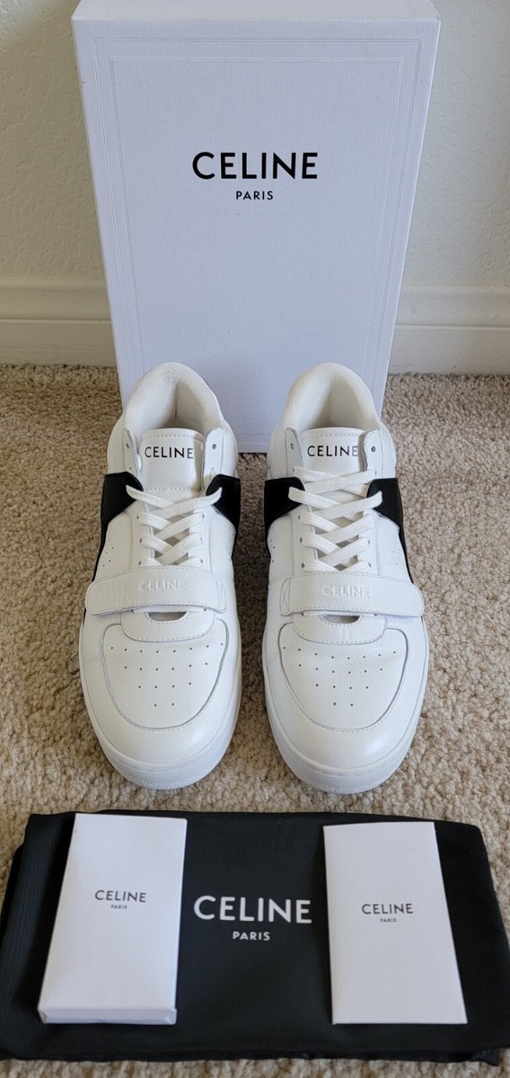 直営店買付!【CELINE】CT-02 MID スニーカー Optic White/Black BNIB Auth Celine Paris CT-02 MidTop Sneakers Display Shoes