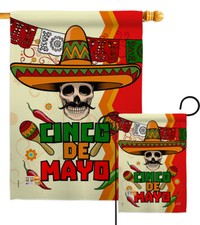 Calavera Cinco De Mayo Garden Flag Southwest Mexican Battle Pinata Fiesta House