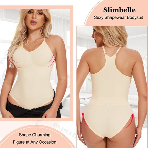 Women Seamless Racerback Body Shaper Tummy Control Slimming Shapewear Bodysuit - Picture 8 of 21