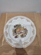 Gainsborough Bone China Plate 27cm Village Scene Gold Rim