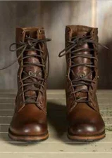 New Shaded Brown Formal Ankle Lace Up Handmade Leather Biker Boots For Mens