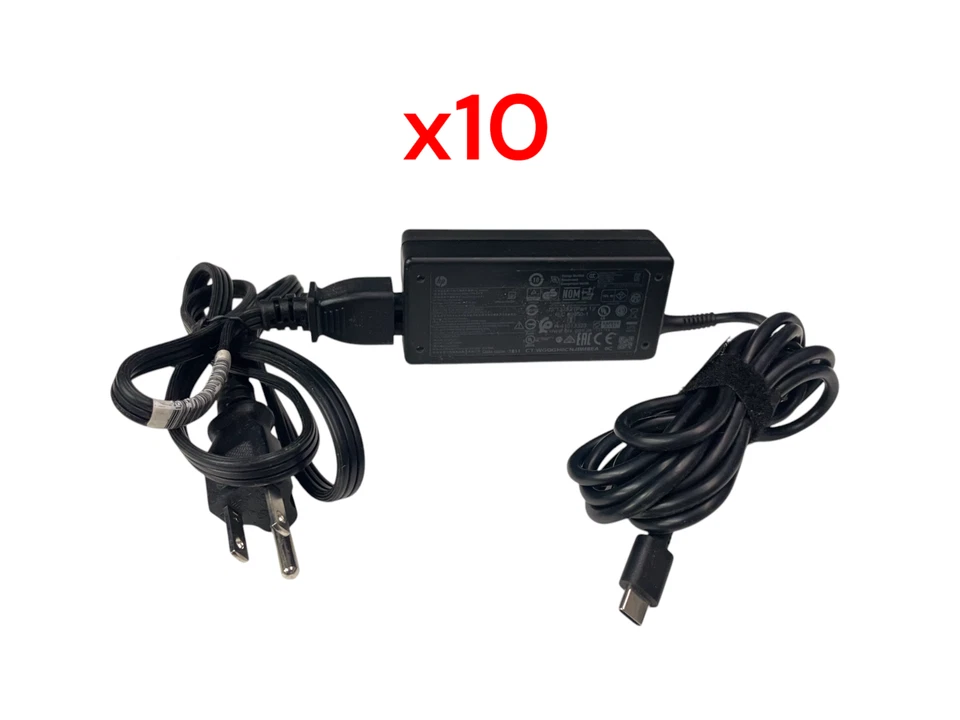 批量 x10 惠普 45W USB-C 电源适配器 充电器 适用于 Chromebook/笔记本电脑等 已测试 — 第 2/3 张图片