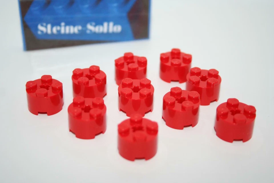 Lego (c) 10x Rundstein Basic 2x2 - 3941 - rot - Stütze, Burgen, Säule, Ritter