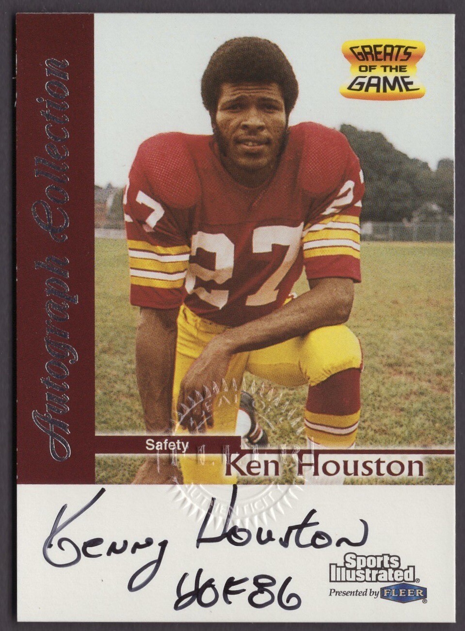 1999 Fleer Sports Illustrated Greats of the Game Ken Houston AUTO