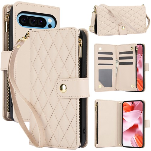 For Google Pixel 9A/9Pro XL/9Pro/9/8/7 PU Leather Flip Stand Zipper Wallet Case - Picture 68 of 89