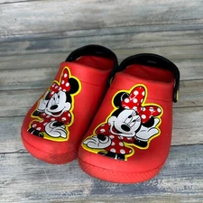 Crocs Disney Minnie Mouse Youth J2 Kids Red Rubber Clogs