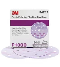 3M 34782 Hook It Dust Free P1000 Grit 6” Clear Sanding Disc Like 30669 (50 ct)
