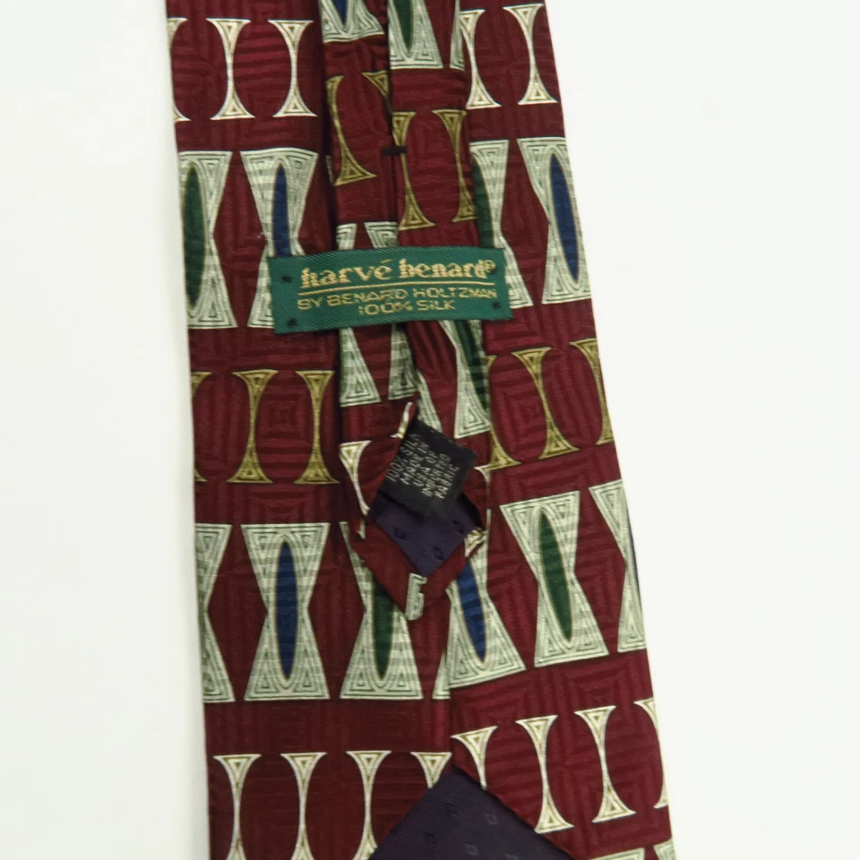 Corbata Harve Benard Para Hombres Clásica Arquitectónica Geométrica Abstracta 57"x4" Roja Foto 3 de 4