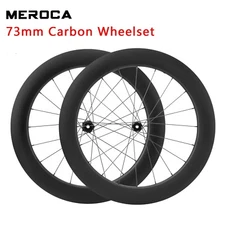 MEROCA Road Carbon Wheelset 73mm 700c Bike Bicycle Clincher Wheels Disc Brake