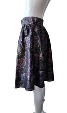 Vintage UNGARO TER Silk Skirt Purple Gold Charcoal Floral Sz 42/8
